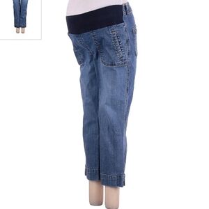 Duo Maternity Cropped Denim Blue Jeans Stretch Elastic Waist Women's Small S EUC